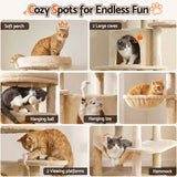 i.Pet Cat Tree Tower 167cm Large Scratching Post Furniture Scratcher House Beige - Rear View