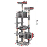 i.Pet Cat Tree 184cm Tower Scratching Post Trees Scratcher Condo House Light Grey - Front View
