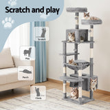i.Pet Cat Tree 184cm Tower Scratching Post Trees Scratcher Condo House Light Grey - Top-Down View