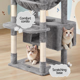 i.Pet Cat Tree 184cm Tower Scratching Post Trees Scratcher Condo House Light Grey - 45-Degree Angle