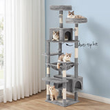 i.Pet Cat Tree 184cm Tower Scratching Post Trees Scratcher Condo House Light Grey - Close-Up Angle