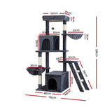 i.Pet Cat Tree Tower Scratching Post Scratcher 138cm Trees Condo House Grey - Front View
