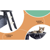 i.Pet Cat Tree Tower Scratching Post Scratcher 138cm Trees Condo House Grey - 45-Degree Angle
