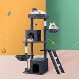 i.Pet Cat Tree Tower Scratching Post Scratcher 138cm Trees Condo House Grey - Close-Up Angle