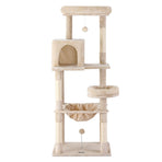 i.Pet Cat Tree 143cm Tower Scratching Post Trees Scratcher Condo House Beige, image 2