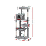 i.Pet Cat Tree Tower Scratching Post Scratcher 143cm Condo House Trees Grey - Front View