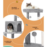 i.Pet Cat Tree Tower Scratching Post Scratcher 143cm Condo House Trees Grey - Top-Down View