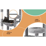 i.Pet Cat Tree Tower Scratching Post Scratcher 143cm Condo House Trees Grey - 45-Degree Angle