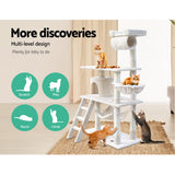 i.Pet Cat Tree 141cm Tower Scratching Post Scratcher Condo Wood House Bed Beige - Side View