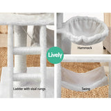 i.Pet Cat Tree 141cm Tower Scratching Post Scratcher Condo Wood House Bed Beige - Rear View
