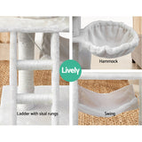 i.Pet Cat Tree 141cm Tower Scratching Post Scratcher Condo Wood House Bed Beige - Close-Up Angle