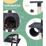 i.Pet Cat Tree 144cm Tower Scratching Post Scratcher Wood Condo Toys House Bed - Rear View