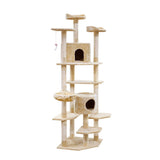 i.Pet Cat Tree 203cm Tower Scratching Post Scratcher Condo Trees House Bed Beige - Low Angle