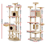 i.Pet Cat Tree 203cm Tower Scratching Post Scratcher Condo Trees House Bed Beige - Front View