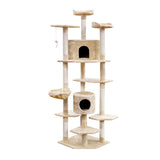 i.Pet Cat Tree 203cm Tower Scratching Post Scratcher Condo Trees House Bed Beige - Side View