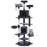 i.Pet Cat Tree 203cm Tower Scratching Post Scratcher Condo Trees House Bed Grey - Low Angle