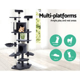 i.Pet Cat Tree 203cm Tower Scratching Post Scratcher Condo Trees House Bed Grey - Side View