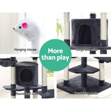i.Pet Cat Tree 203cm Tower Scratching Post Scratcher Condo Trees House Bed Grey - 45-Degree Angle