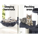 i.Pet Cat Tree 203cm Tower Scratching Post Scratcher Condo Trees House Bed Grey - Rear View
