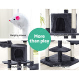 i.Pet Cat Tree 203cm Tower Scratching Post Scratcher Condo Trees House Bed Grey - Close-Up Angle