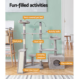 i.Pet Cat Tree 135cm Tower Scratching Post Scratcher Wood Condo House Toys Grey - Top-Down View