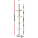 i.Pet Cat Tree 290cm Tower Scratching Cats Post Scratcher Floor to Ceiling Bed - Front View