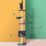 i.Pet Cat Tree 260cm Tower Scratching Post Scratcher Floor to Ceiling Cats Bed Dark Grey - Close-Up Angle
