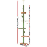 i.Pet Cat Tree Tower Scratching Post Scratcher Floor to Ceiling Cats Bed 290cm - Front View