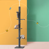 i.Pet Cat Tree 290cm Tower Scratching Post Scratcher Floor to Ceiling Cats Bed Grey - Close-Up Angle