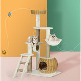 i.Pet Cat Tree 138cm Tower Scratching Post Scratcher Wood Bed Condo House Rattan Ladder - Close-Up Angle