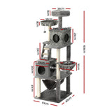 i.Pet Cat Tree 169cm Tower Scratching Post Scratcher Wood Bed Condo House Rattan Ladder - Front View