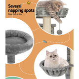 i.Pet Cat Tree 169cm Tower Scratching Post Scratcher Wood Bed Condo House Rattan Ladder - 45-Degree Angle