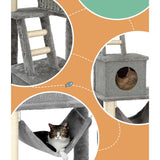 i.Pet Cat Tree 169cm Tower Scratching Post Scratcher Wood Bed Condo House Rattan Ladder - Rear View