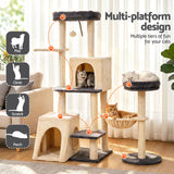 i.Pet Cat Tree Tower 133cm Rotatable L-Shape Design Scratching Post Furniture Scratcher House Grey & Beige - Top-Down View