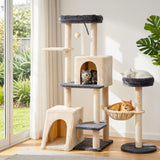i.Pet Cat Tree Tower 133cm Rotatable L-Shape Design Scratching Post Furniture Scratcher House Grey & Beige - Extra Image