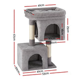 i.Pet Cat Tree 67cm Tower Scratching Post Trees Scratcher Condo House Light Grey - Front View