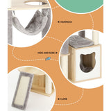 i.Pet Cat Tree 152cm Tower Scratching Post Scratcher Wood Bed Condo Toys House Ladder - 45-Degree Angle