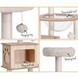 i.Pet Cat Tree Tower Scratching Post Scratcher 142cm Wood Bed Condo House - Close-Up Angle