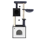 i.Pet Cat Tree Tower Scratching Post Scratcher 144cm Wood Bed Condo House Cabinet - Side View
