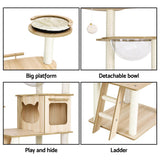 i.Pet Cat Tree Tower Scratching Post Scratcher 174cm Wood Bed Condo House Ladder