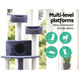 i.Pet Cat Tree 126cm Tower Scratching Post Scratcher Condo Trees House Grey - Side View