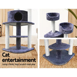 i.Pet Cat Tree 126cm Tower Scratching Post Scratcher Condo Trees House Grey - 45-Degree Angle