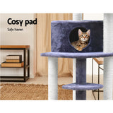 i.Pet Cat Tree 126cm Tower Scratching Post Scratcher Condo Trees House Grey - Close-Up Angle