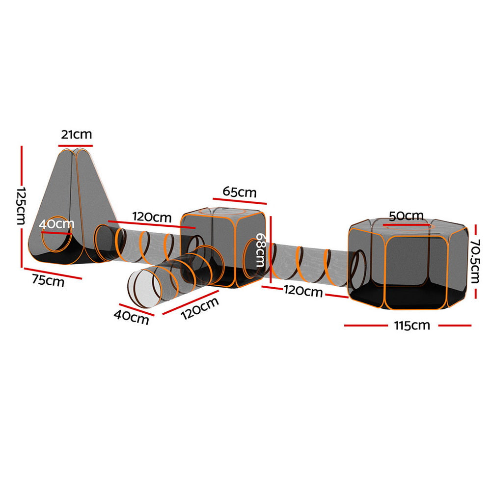 i.Pet 6-in-1 Portable Pet Playpen and Tunnel Set for Cats, Dogs, and Rabbits