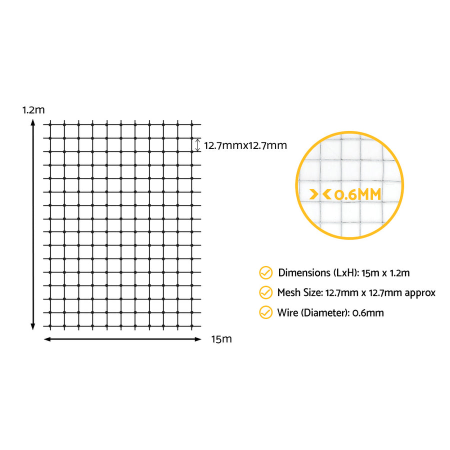 i.Pet Poultry Chicken Fence Pet Netting Wire Mesh Roll Duck Goose Coop 15Mx120CM, image 2