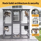 i.Pet Cat House 181cm Outdoor Catio Enclosure Walk-In Large Rabbit Hutch Grey - Close-Up Angle