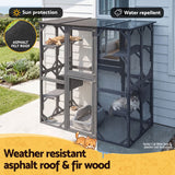 i.Pet Cat House 181cm Outdoor Catio Enclosure Walk-In Large Rabbit Hutch Grey - Low Angle
