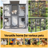 i.Pet Cat House 181cm Outdoor Catio Enclosure Walk-In Large Rabbit Hutch Grey - Extra Image