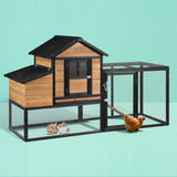 i.Pet Chicken Coop Rabbit Hutch Extra Large Wooden Run Cage Bunny House Outdoor - Close-Up Angle