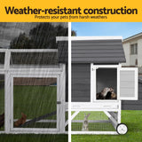 i.Pet Chicken Coop Rabbit Hutch Extra Large Wooden Run Bunny Cage House Outdoor - 45-Degree Angle